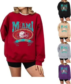 Womens Vintage Sweatshirt Oversized Game Day Football Long Sleeve Crewneck Pullover Tops Regualr Fit Athletic Tunics