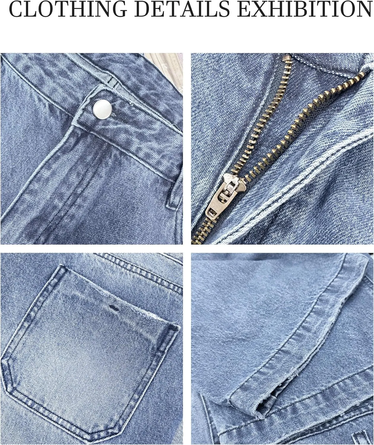 Womens Wide Leg Jeans - Baggy Loose Boyfriend Denim Pants