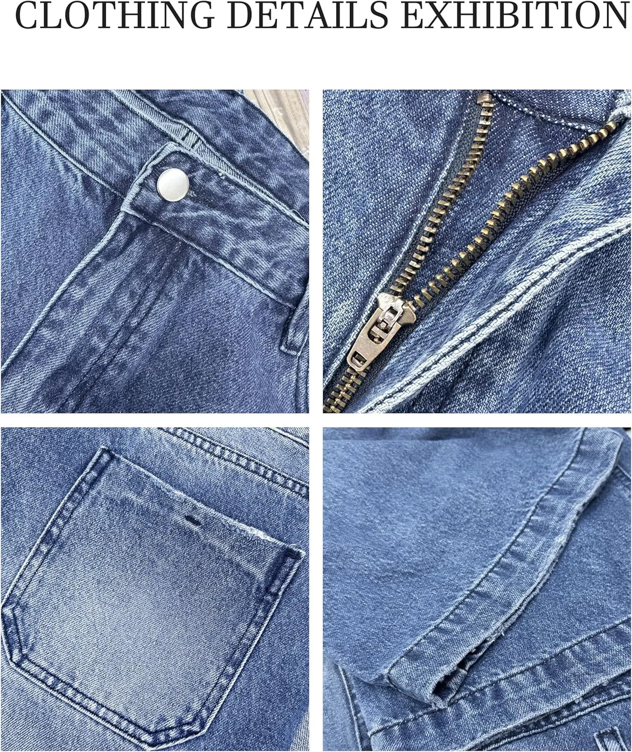 Womens Wide Leg Jeans - Baggy Loose Boyfriend Denim Pants