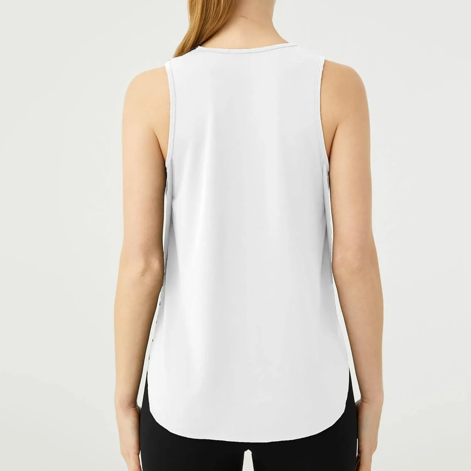 Womens Workout Tank Tops Solid Color Sleeveless Athletic Yoga Gym Tank Tops Quick Dry Loose Fit Sports Shirts