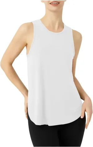 Womens Workout Tank Tops Solid Color Sleeveless Athletic Yoga Gym Tank Tops Quick Dry Loose Fit Sports Shirts