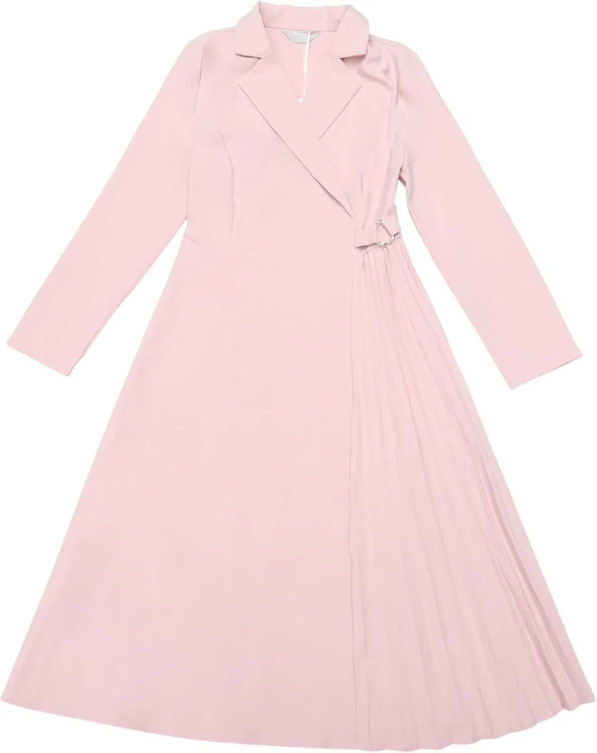 Women's Wrap Dress A-Line Pleated Midi Long Sleeve Dresses