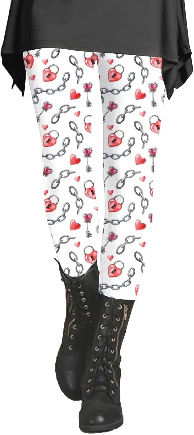 Work Leggings for Women Womens Valentines Heart Tunic Tops for Leggings Fall Leggings