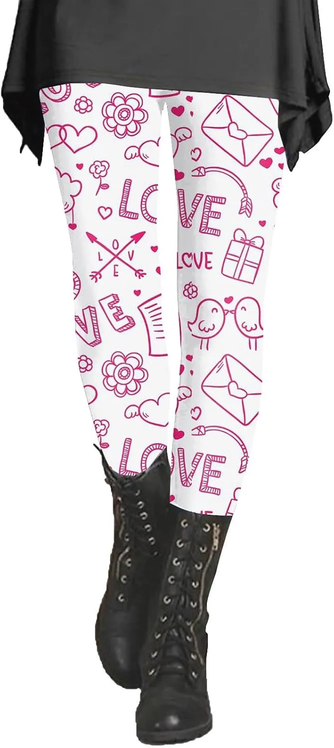 Work Leggings for Women Womens Valentines Heart Tunic Tops for Leggings Fall Leggings