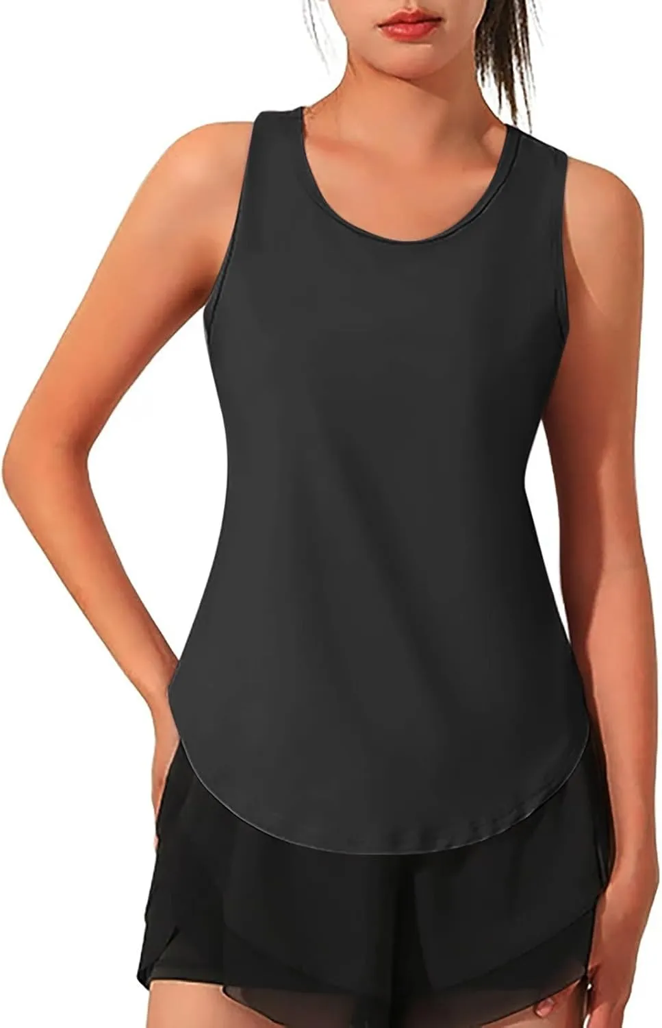 Workout Tank Tops for Women Crew Neck Sleeveless Running Athletic Yoga Tops Active Shirts for Sports Gym Exercise