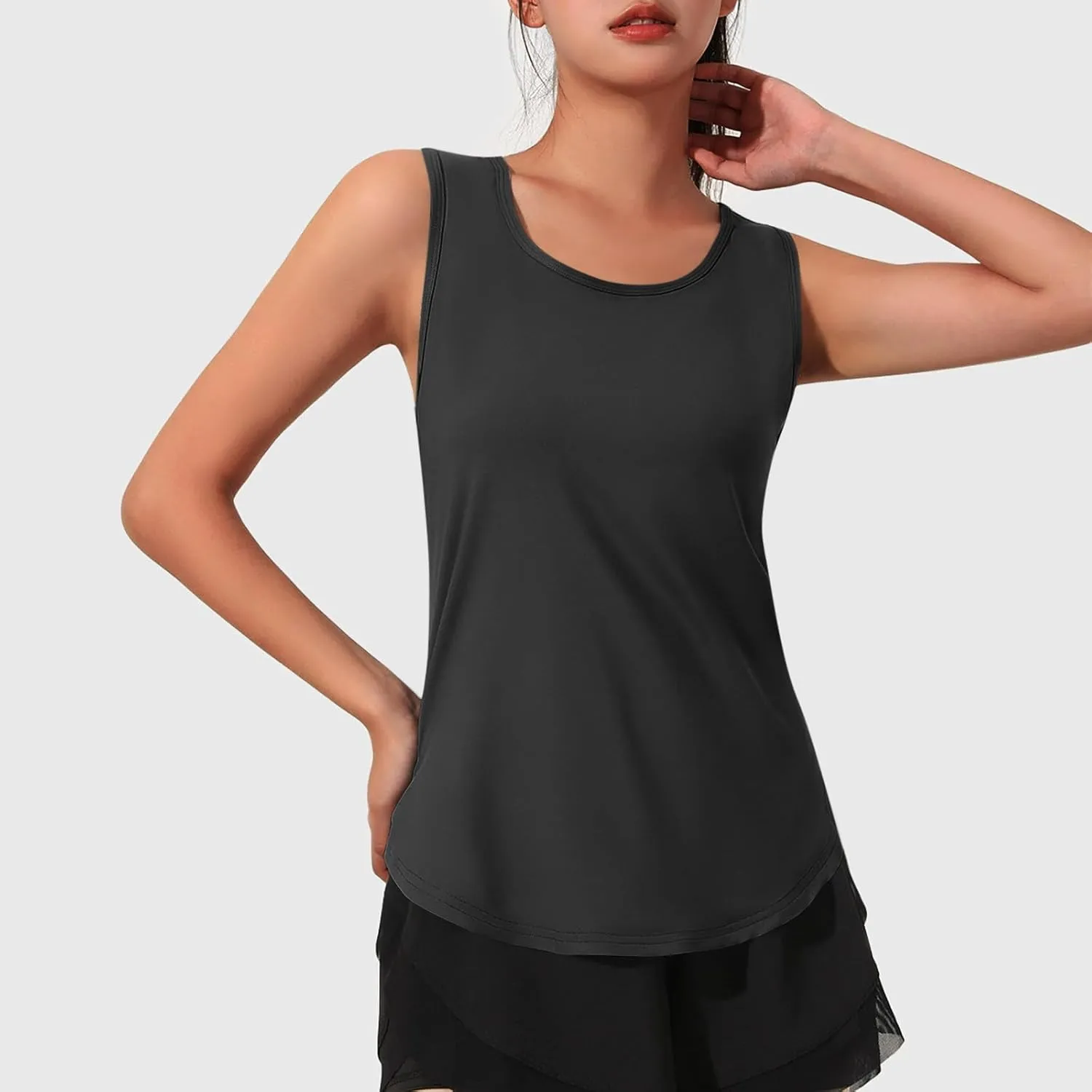 Workout Tank Tops for Women Crew Neck Sleeveless Running Athletic Yoga Tops Active Shirts for Sports Gym Exercise
