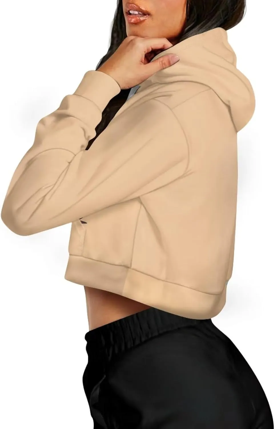 Xhuibop Zip Up Hoodies for Womens Y2K Crop Hoodies Sweatshirt Oversized Jackets
