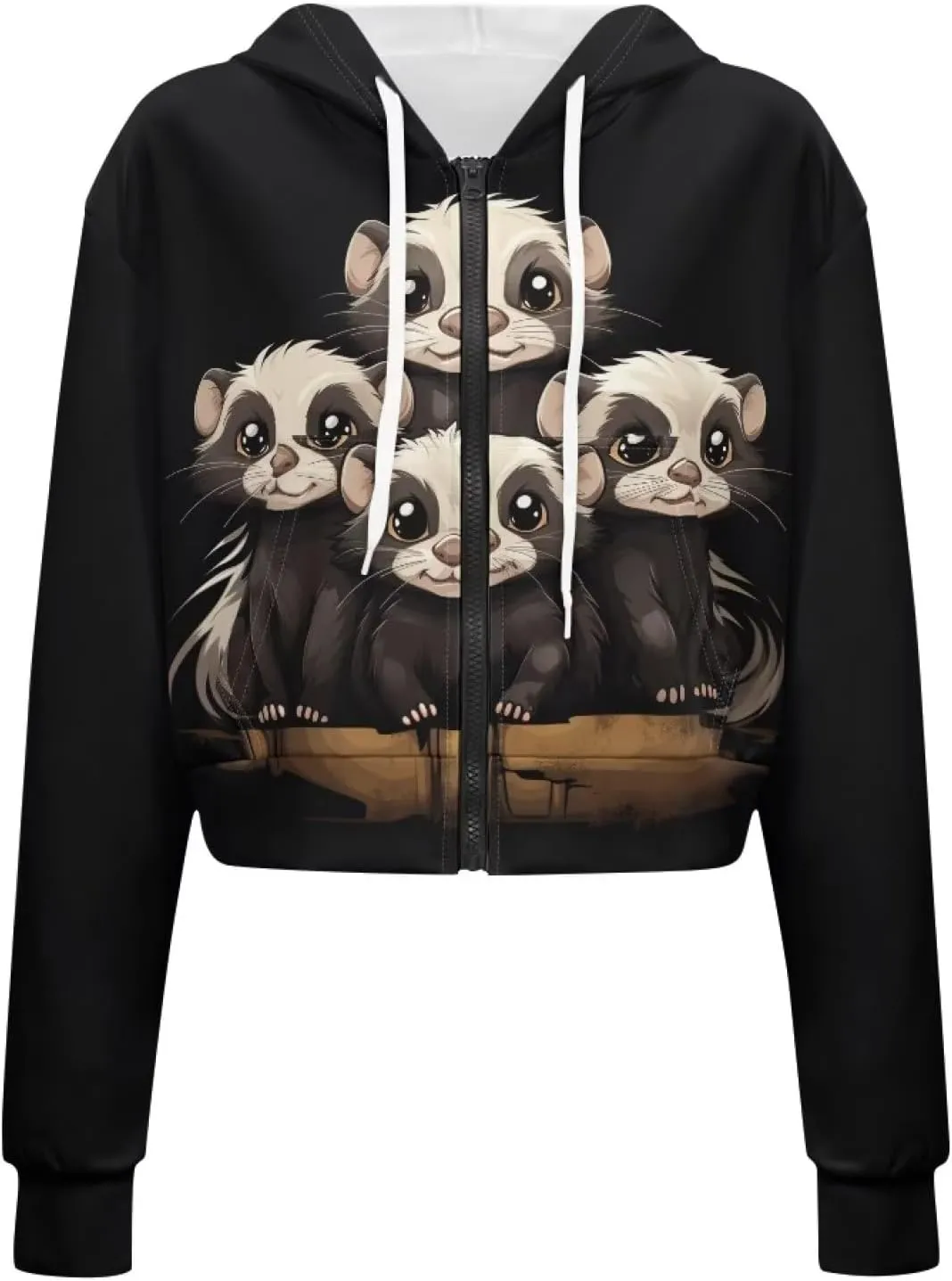 Xhuibop Zip Up Hoodies for Womens Y2K Crop Hoodies Sweatshirt Oversized Jackets