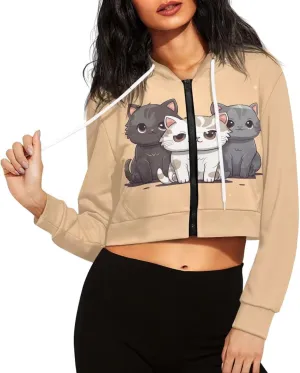 Xhuibop Zip Up Hoodies for Womens Y2K Crop Hoodies Sweatshirt Oversized Jackets