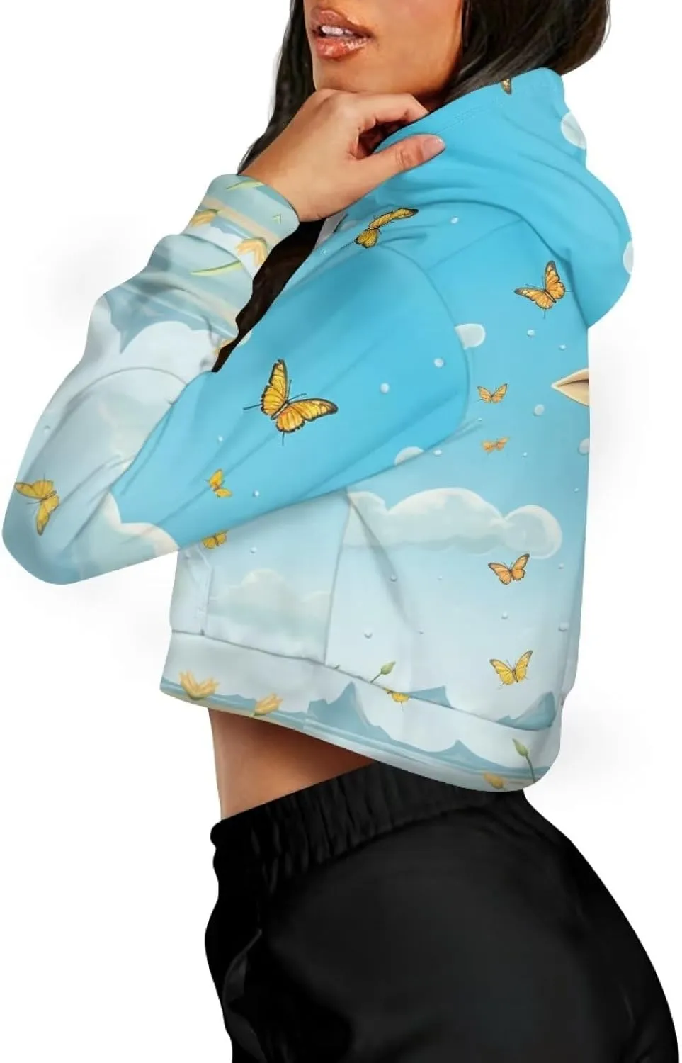 Xhuibop Zip Up Hoodies for Womens Y2K Crop Hoodies Sweatshirt Oversized Jackets