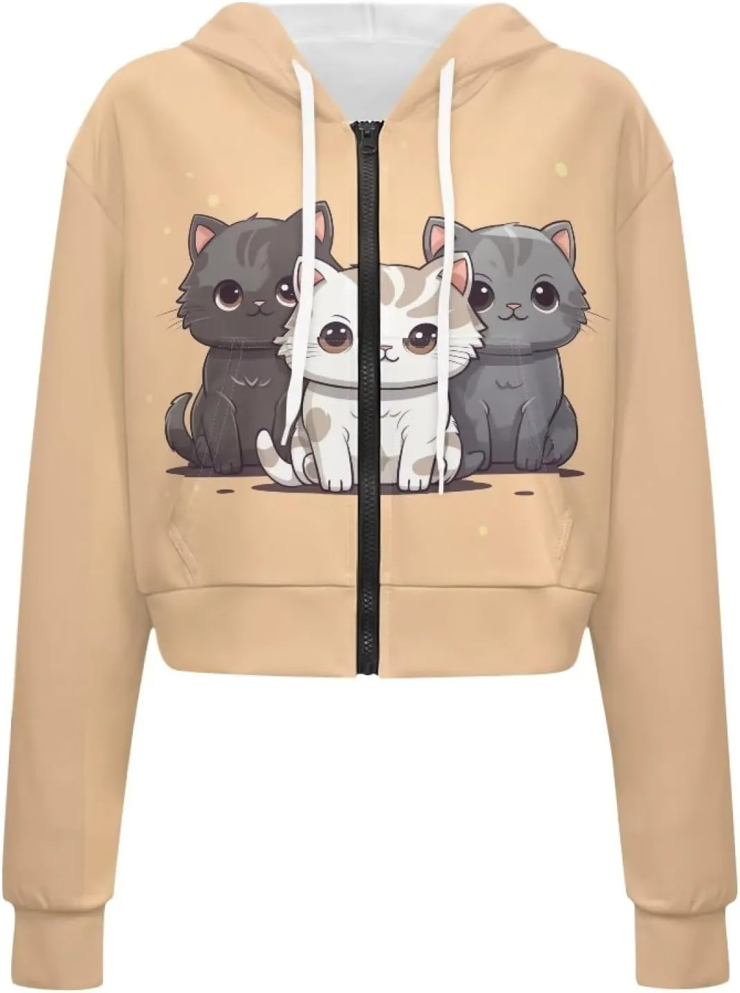 Xhuibop Zip Up Hoodies for Womens Y2K Crop Hoodies Sweatshirt Oversized Jackets