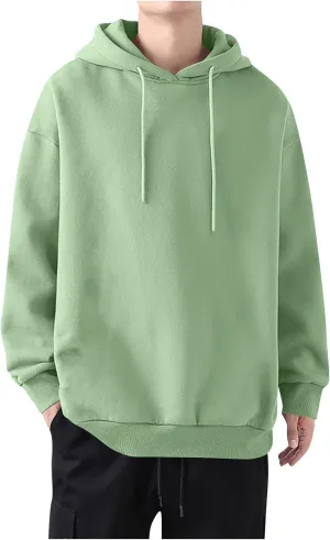 Ymosrh Mens Sports Hoodies Solid Color Long Sleeve Drawstring Casual Workout Pullover Sweatshirt with Hood Pullovers