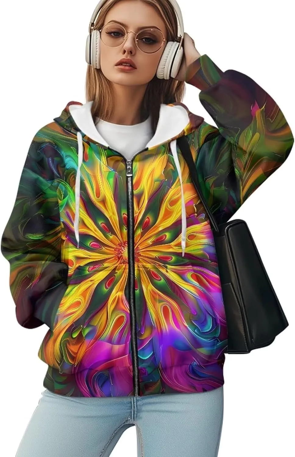 Ystardream Casual Zip Up Hoodies for Women Crewneck Sweatshirts Trendy XS-XL
