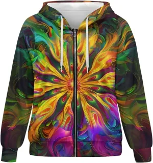 Ystardream Casual Zip Up Hoodies for Women Crewneck Sweatshirts Trendy XS-XL