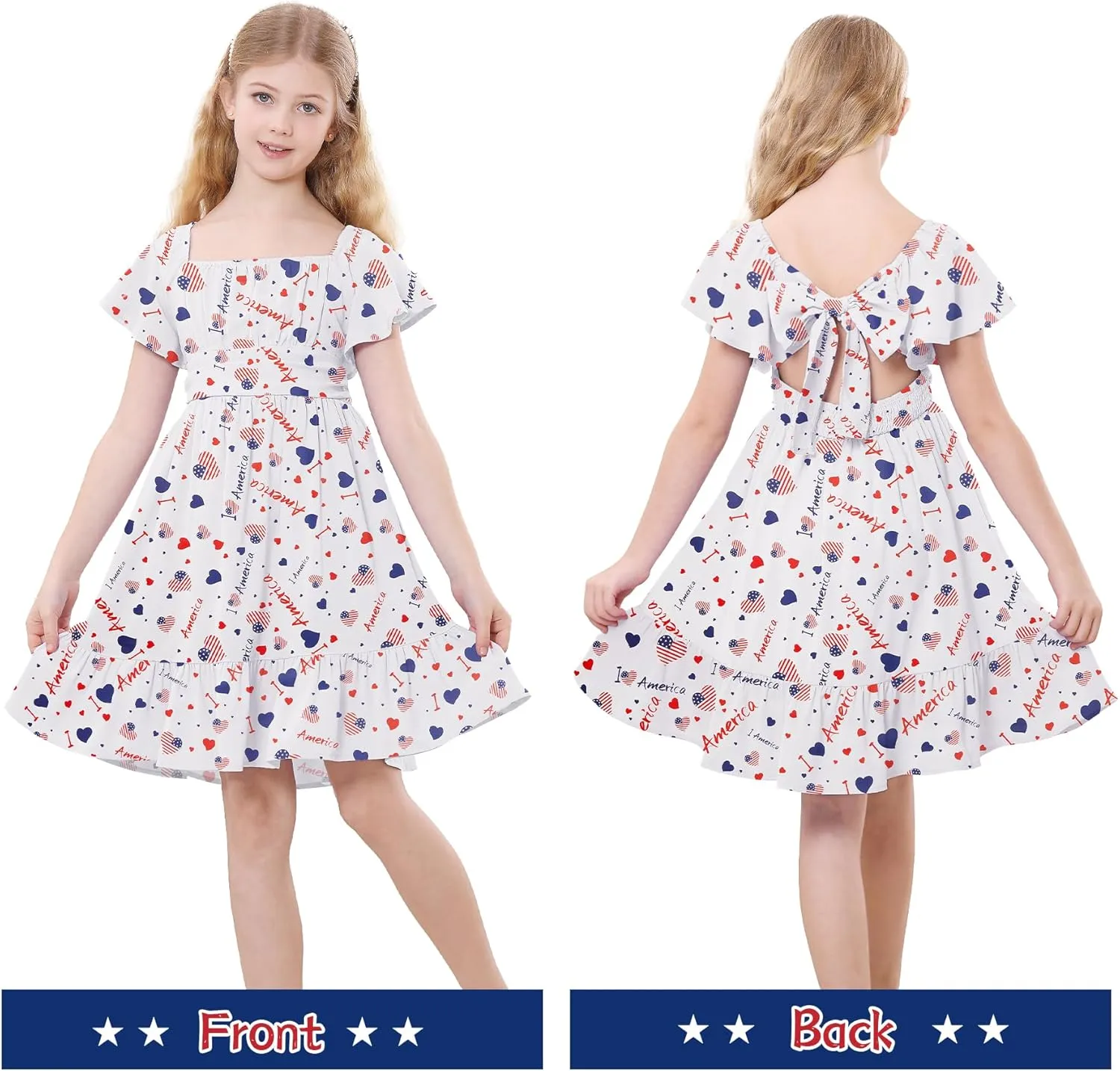 Zando Girls Dresses Tie Back Dress for Girls Ruffle Short Sleeve Dresses Tween Kids Off Shoulder Junior Dress 6-16 Years
