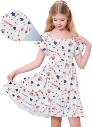 Zando Girls Dresses Tie Back Dress for Girls Ruffle Short Sleeve Dresses Tween Kids Off Shoulder Junior Dress 6-16 Years