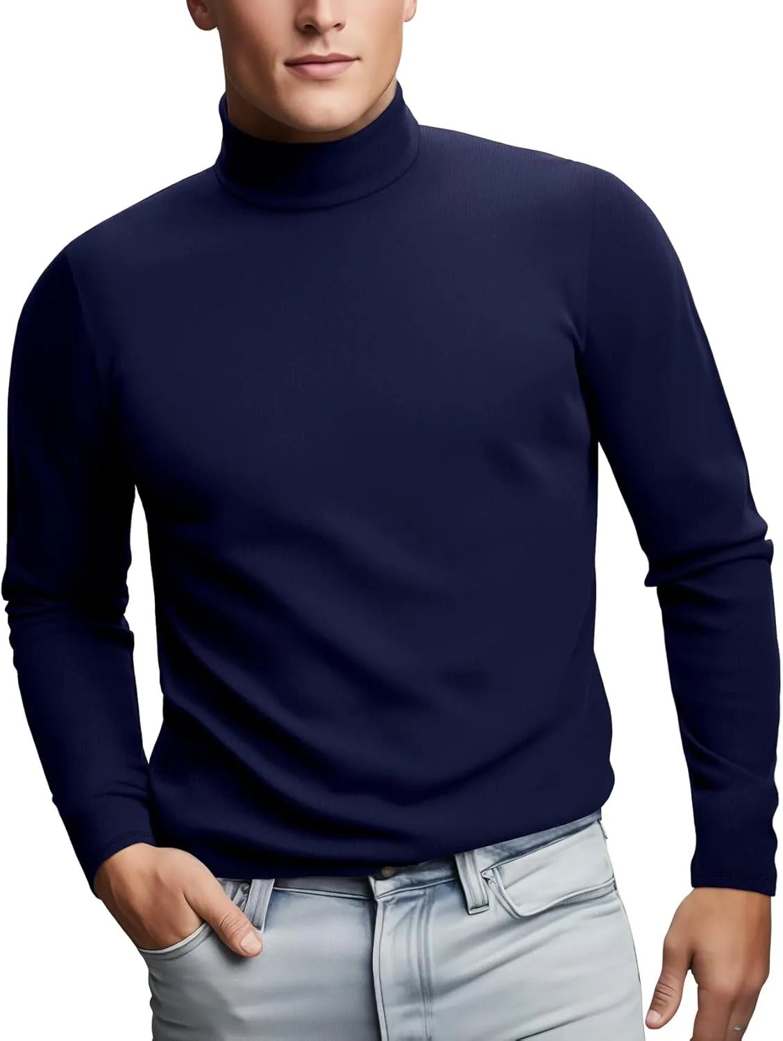 Zengjo Mens Turtleneck Long Sleeve Shirts Thermal Baselayer Tops Soft