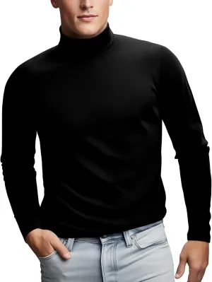 Zengjo Mens Turtleneck Long Sleeve Shirts Thermal Baselayer Tops Soft