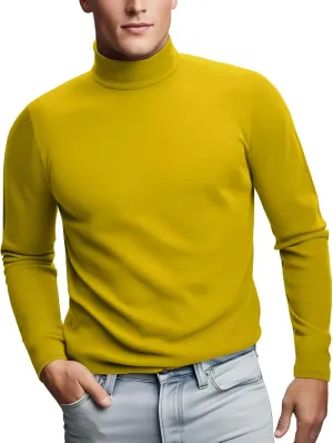 Zengjo Mens Turtleneck Long Sleeve Shirts Thermal Baselayer Tops Soft