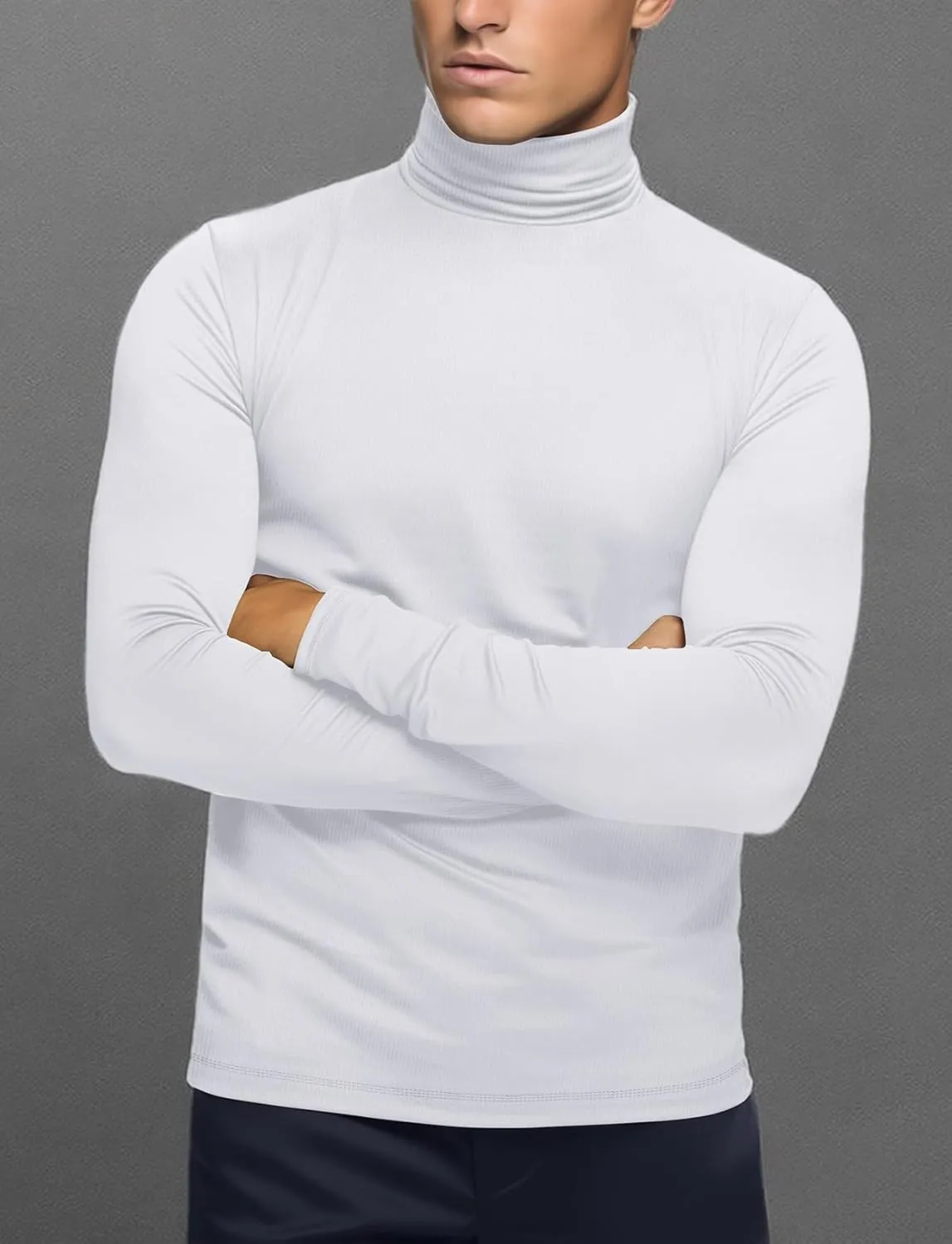 Zengjo Mens Turtleneck Long Sleeve Shirts Thermal Baselayer Tops Soft