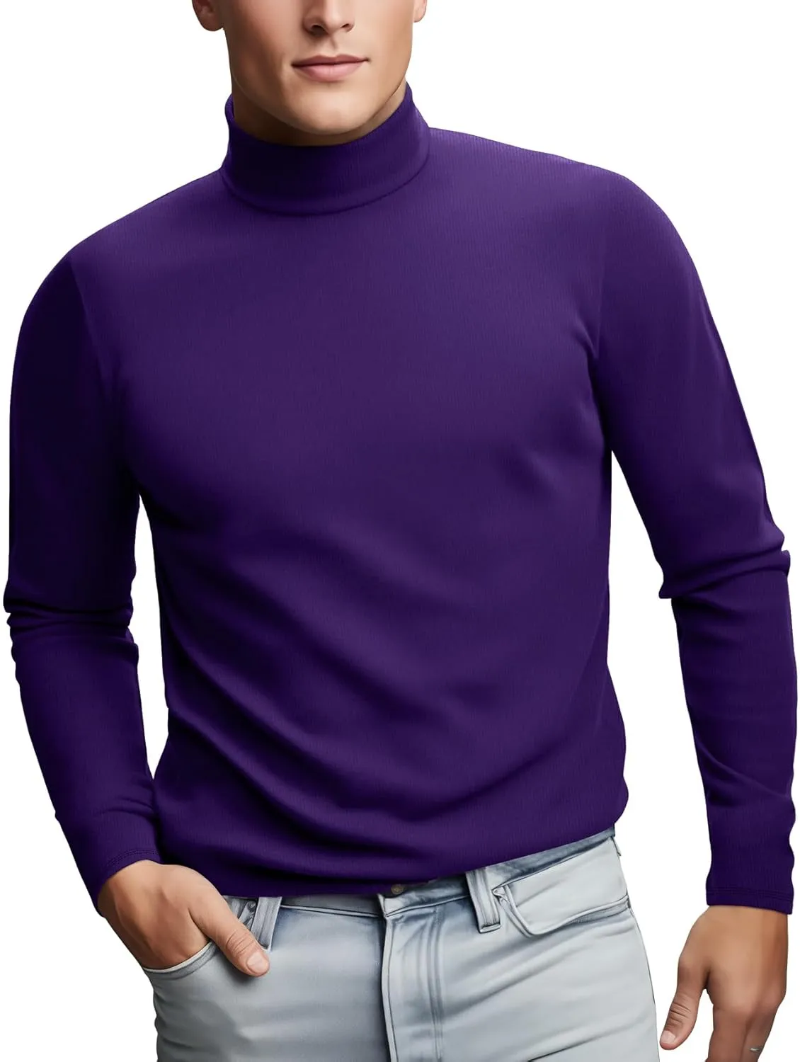Zengjo Mens Turtleneck Long Sleeve Shirts Thermal Baselayer Tops Soft