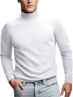 Zengjo Mens Turtleneck Long Sleeve Shirts Thermal Baselayer Tops Soft