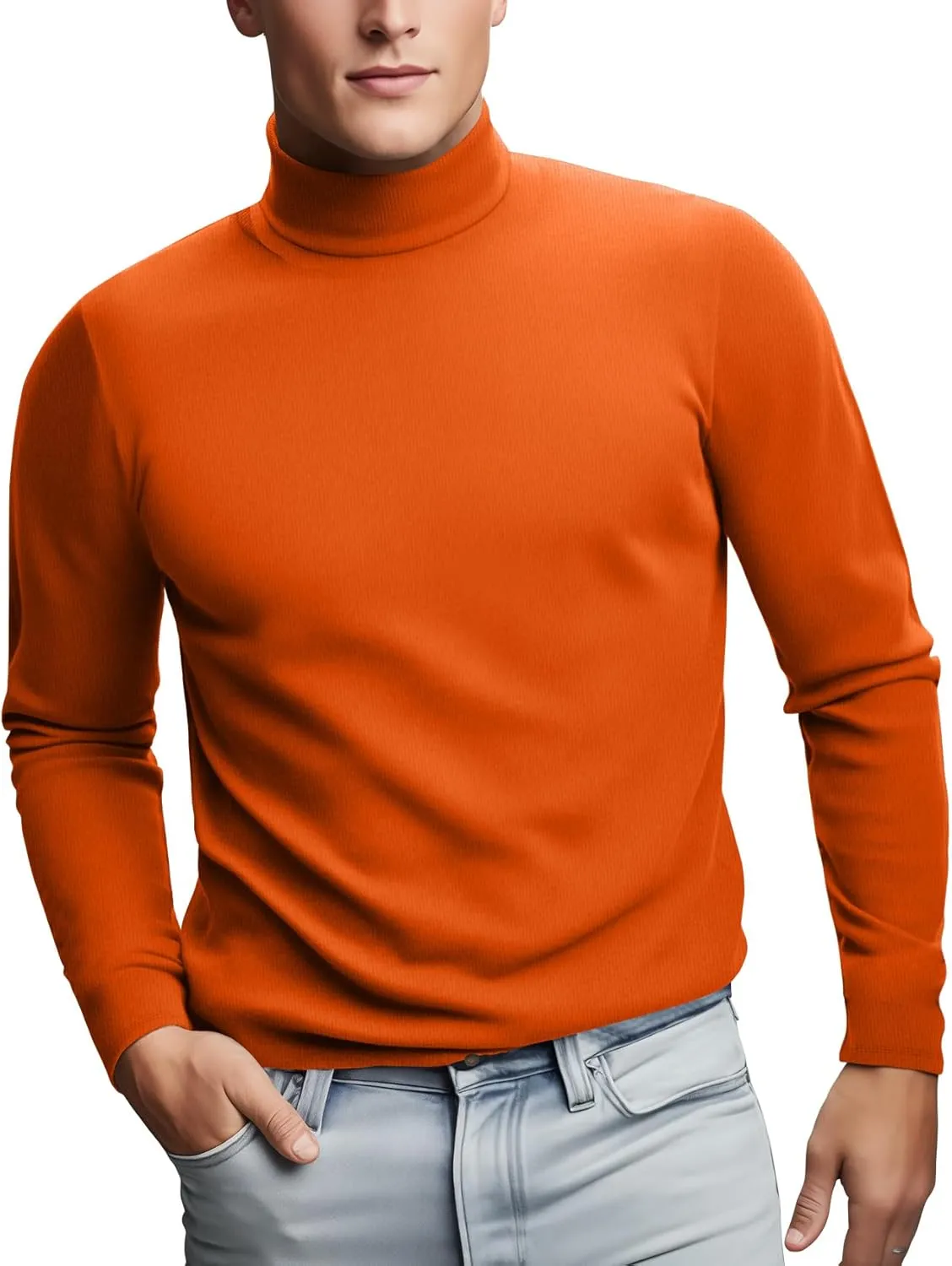 Zengjo Mens Turtleneck Long Sleeve Shirts Thermal Baselayer Tops Soft
