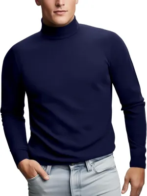 Zengjo Mens Turtleneck Long Sleeve Shirts Thermal Baselayer Tops Soft