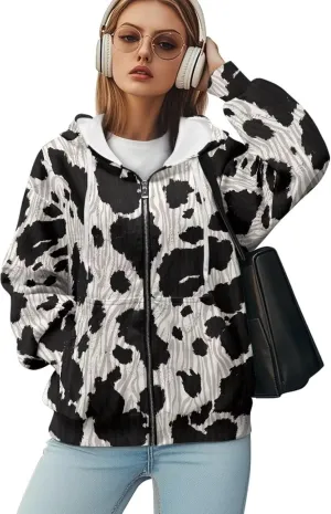Zip Up Hoodies for Women Lightweight Hooded Jacket Oversized Sweatshirt with Pocket
