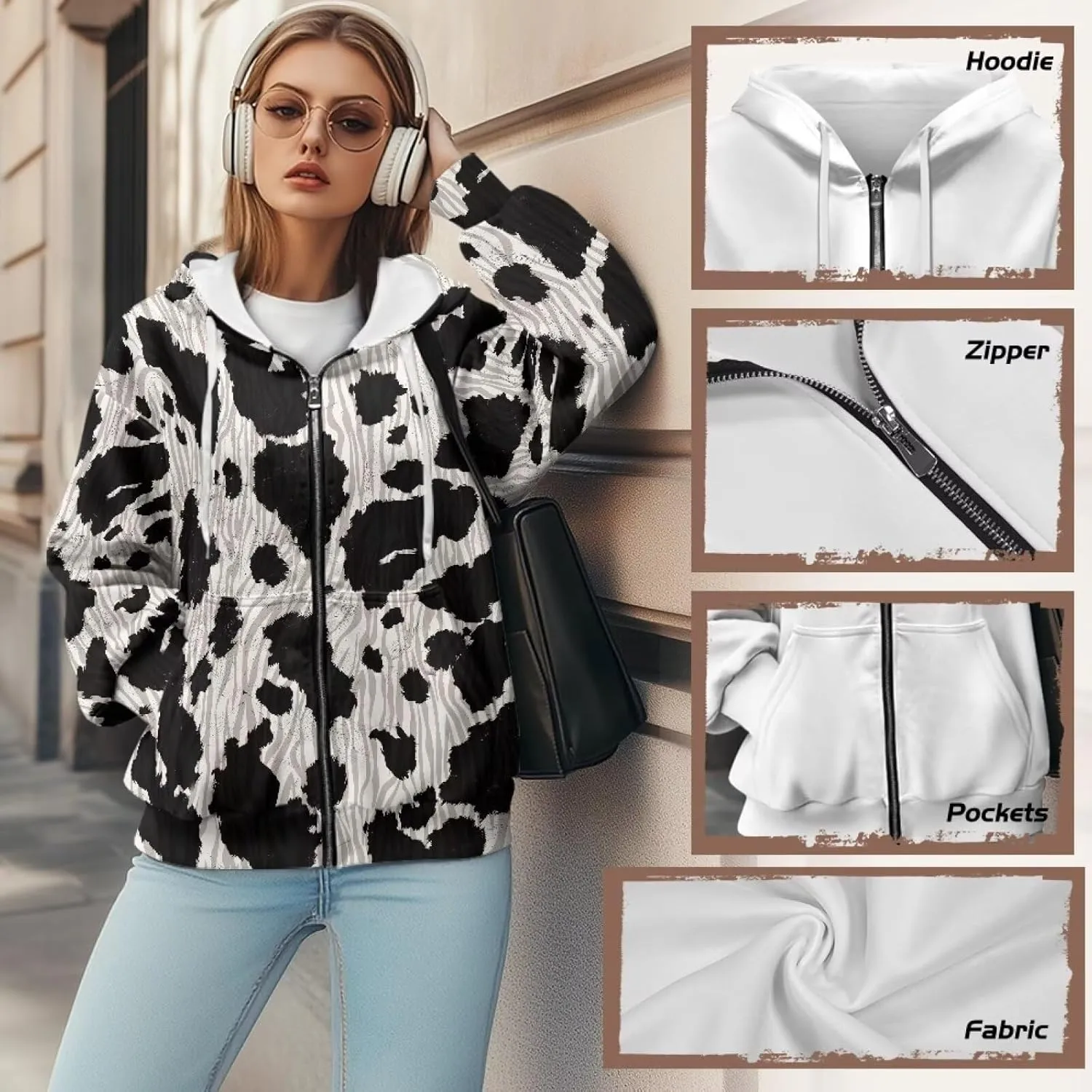 Zip Up Hoodies for Women Lightweight Hooded Jacket Oversized Sweatshirt with Pocket
