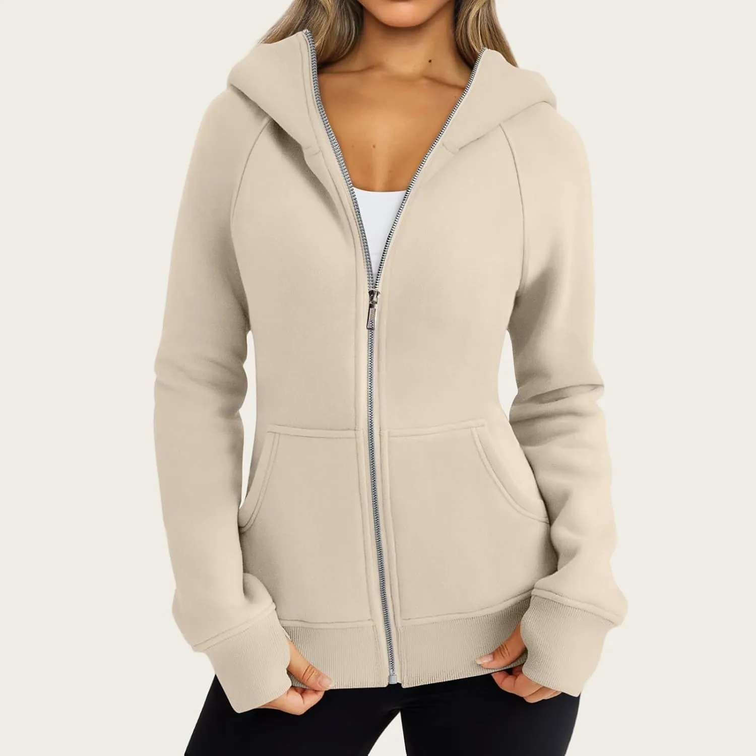 Zip Up Hoodies for Women Oversized Lightweight Fleece Jacket Long Sleeve Hooded Sweatshirt Y2K Fall Winter Clothes